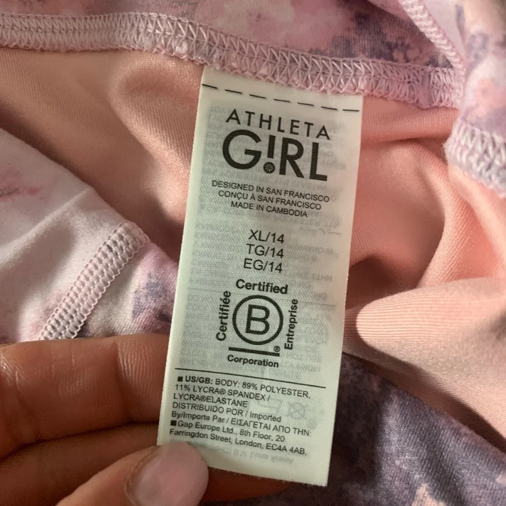 Athleta High Rise Chit Chat Tight Leggings Pink Tie-Dye Size 14 Extra Large